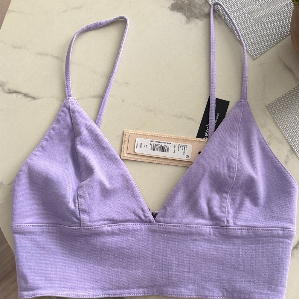 Alice + Olivia Lavender Denim Crop Top